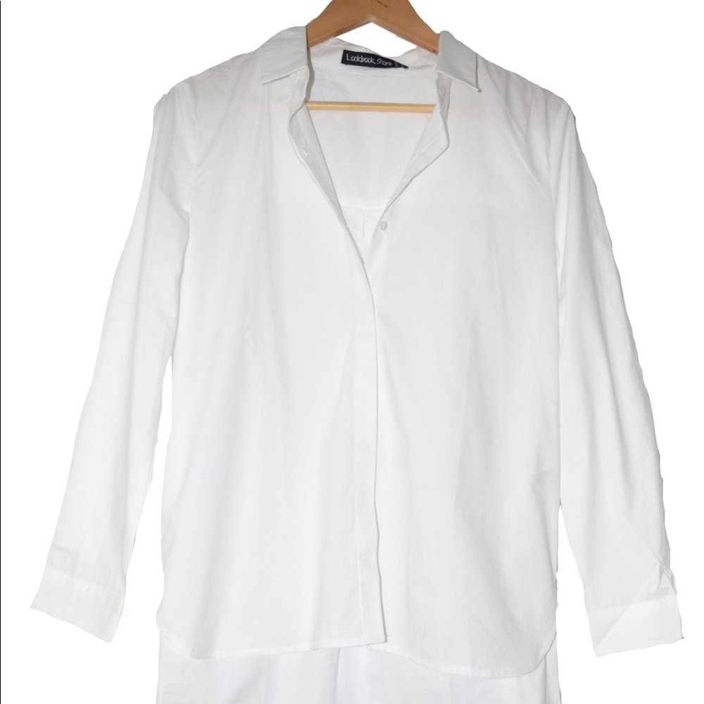 Classic hi-low white button down
